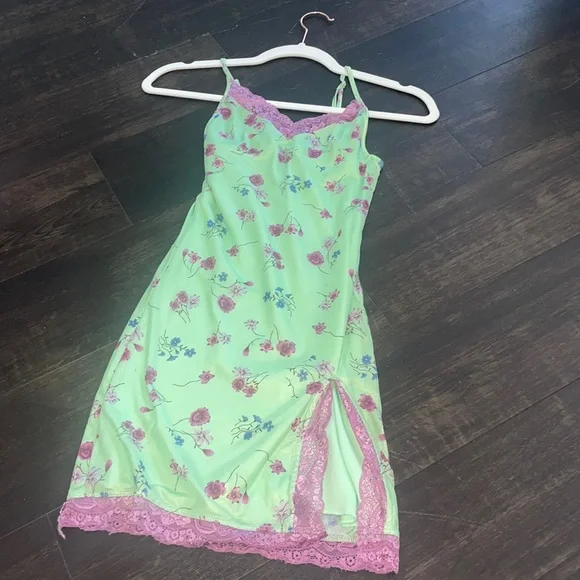 slim fit dress slacks Leana Mini Dress in Pretty Petal Green main image 1